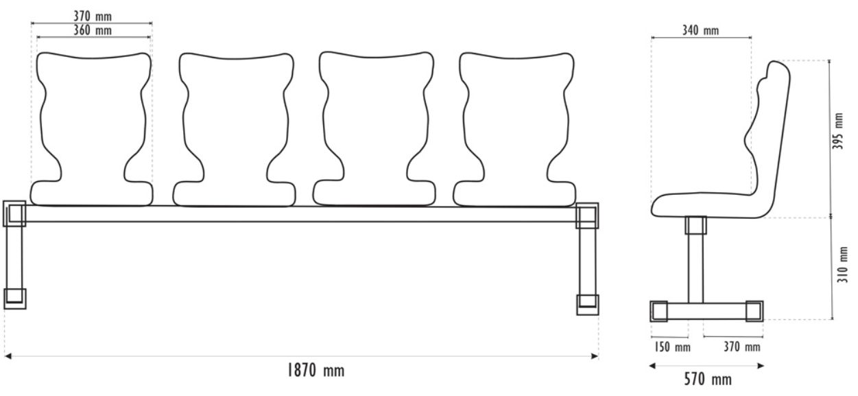 Ławka Entelo Bench 4 osobowa rozmiar nr 4