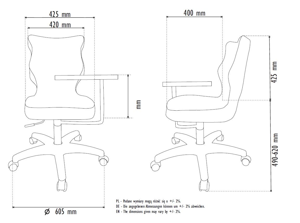 ENTELO Dobre Krzesło Twist Plus soft nr 6 - z ruchomym pulpitem