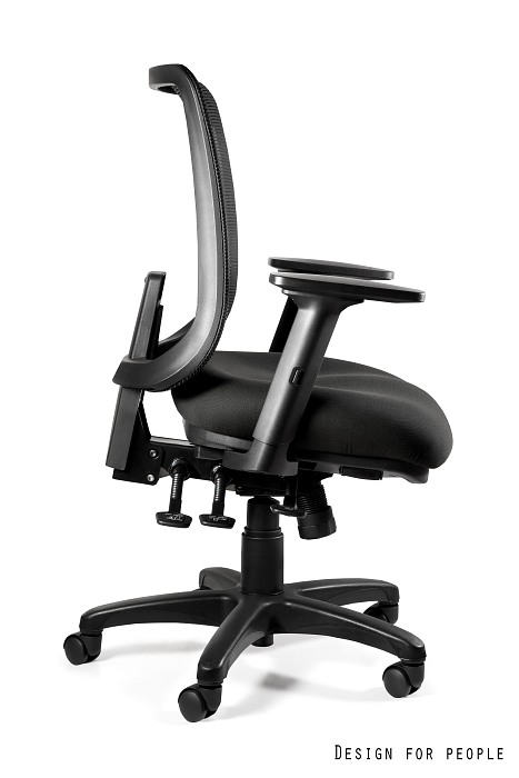 SAGA (1218) - Fotel biurowy Siatka SM01 czarna/Tkanina BL418 BLACK/24/7 atestowany