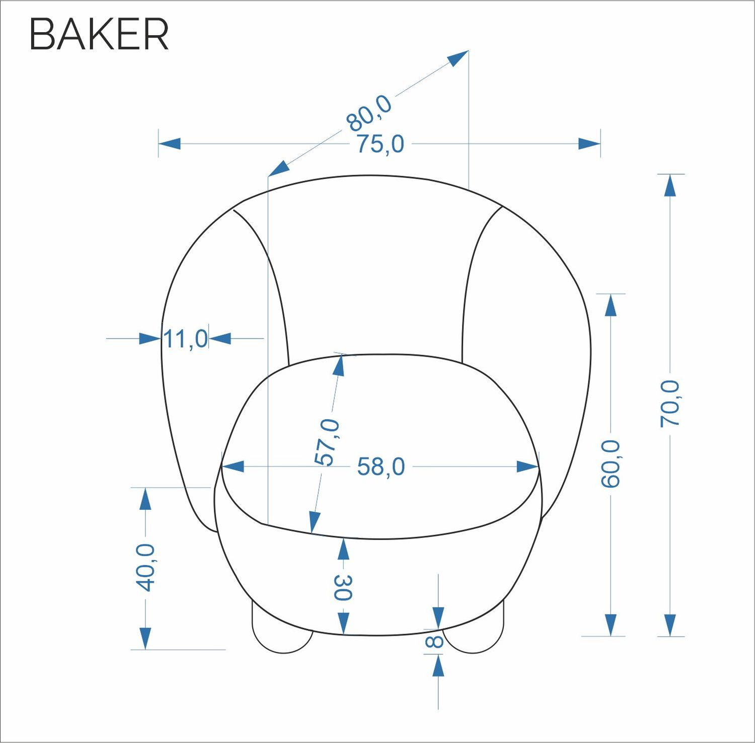 BAKER fotel wypoczynkowy beżowy