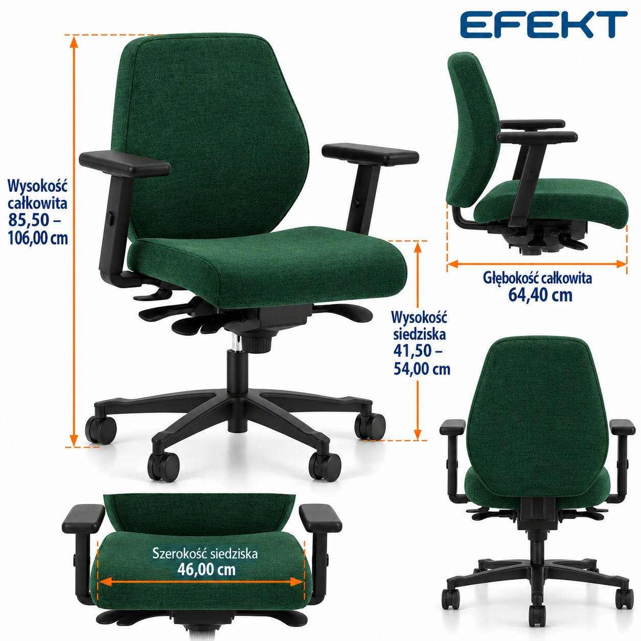 Fotel ergonomiczny sędziowski/gabinetowy niski Bjarg bez zagłówka