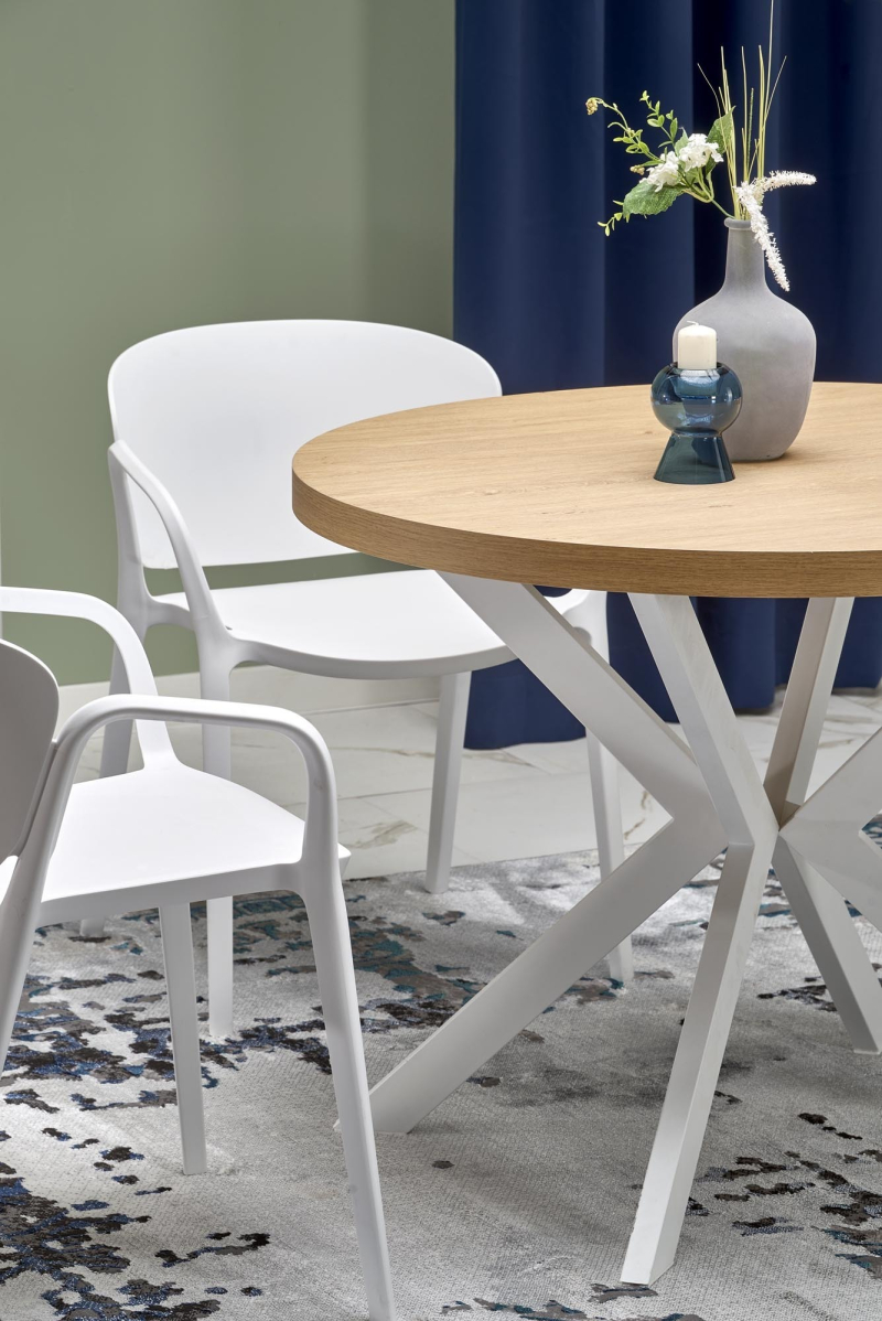 PERONI stół rozkładany100-250/100/75 cm, dąb złoty - biały