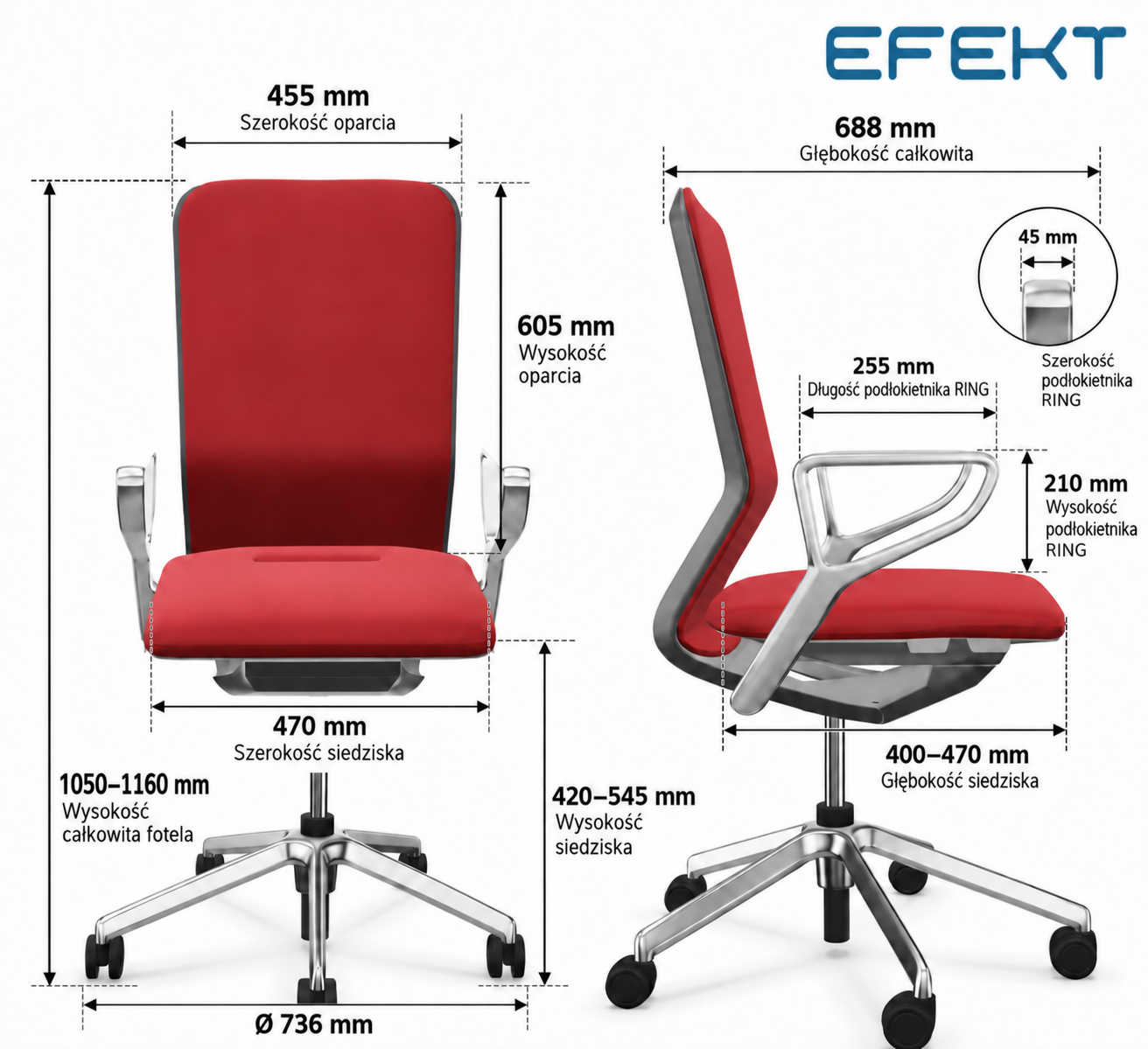 Fotel ergonomiczny sędziowski i gabinetowy niski YouTEAM bez zagłówka