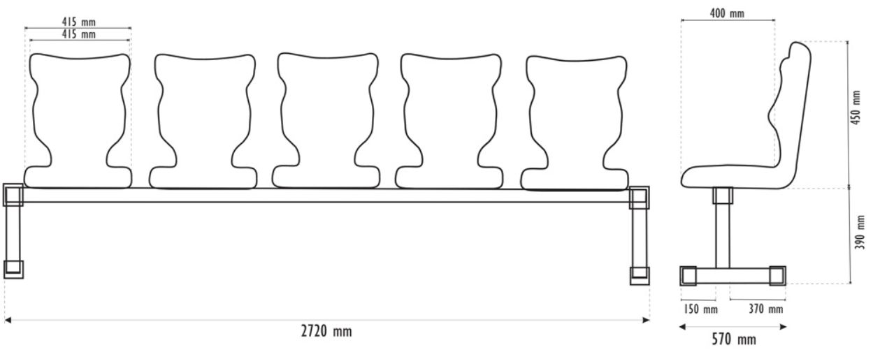 Ławka Entelo Bench 5 osobowa rozmiar nr 6