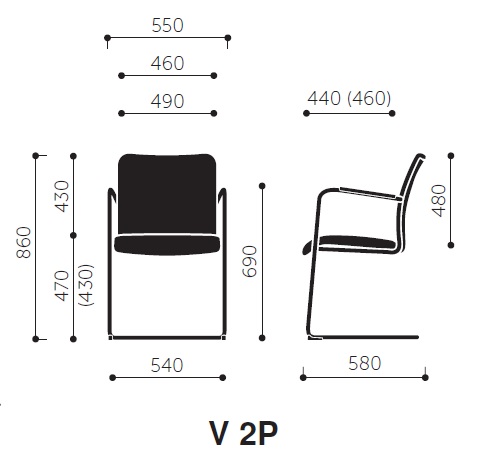 Krzesło konferencyjne SUN V 2P z podłokietnikami