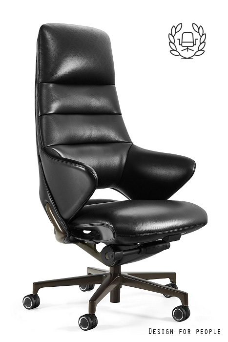 OMEGA - Fotel biurowy- SKÓRA NATURALNA HL CZARNA
