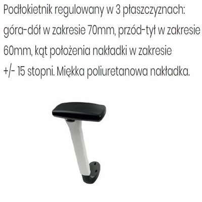 Fotel biurowy TEAM W PLUS HD WHITE  - R1 biały - regulacja w 3 płaszczyznach