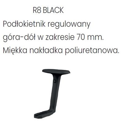  Fotel biurowy NODI BS BLACK - R8 czarny - regulacja góra-dół