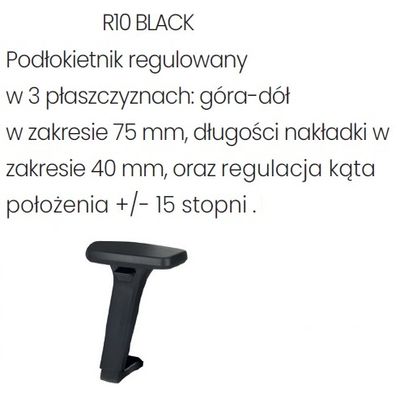 Fotel biurowy NODI BS HD BLACK - R10 czarny - regulacja w 3 płaszczyznach