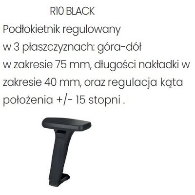 Fotel biurowy SMART B Chrome - R10 czarny - regulacja w 3 płaszczyznach