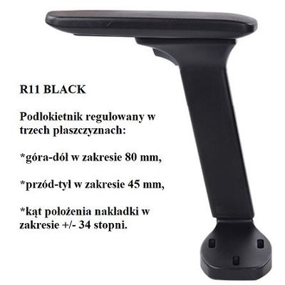 Fotel biurowy SMART B Black - R11 czarny regulacja w 3 płaszczyznach