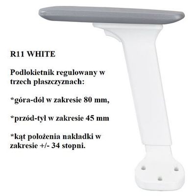 Fotel biurowy MOON W WHITE - R11 biały - regulacja w 3 płaszczyznach