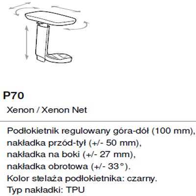 Fotel Biurowy obrotowy XENON NET101 - regulacja podparcia lędźwiowego -  P70TPU czarny