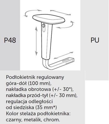 Fotel obrotowy VERIS NET 101 - P48 PU