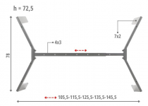 Stelaż metalowy do stołu/biurka NY-HF05RB/A z regulacja długości belki 105,5-148,5 cm szer. 78 cm wys. 72,5 cm kolor szary