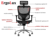 Fotel biurowy obrotowy ErgoLux S1A siedzisko siatkowe