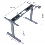 Stelaż PRATO 04-2T/A z elektryczną regulacją wysokości w zakresie 72-121 cm kolor szary/ 2-silnikowy