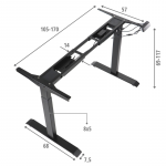 Stelaż PRATO 04-2T/B z elektryczną regulacją wysokości w zakresie 69-117 cm kolor czarny/ 2-silnikowy