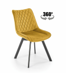 K520 krzesło nogi - czarne, siedzisko - musztardowy z funkcją obrotu