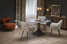 MANUEL stół okrągły 120/77 cm,  blat - czarny marmur, noga - czarny