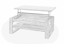 BETTY ława z podnoszonym blatem dąb artisan / czarny