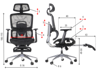 Fotel biurowy obrotowy ErgoNew A1F z zagłówkiem i podnóżkiem
