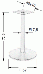 Podstawa do stolika B005 CHROM wysokość 72,5 cm fi 57 cm