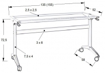 Stelaż składany do stołu NY-A383 biały/chrom długość 155 cm