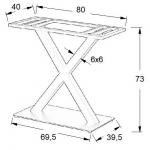 Podstawa do stolika SH-3007-2/B - wysokość 73 cm 69,5x39,5 cm